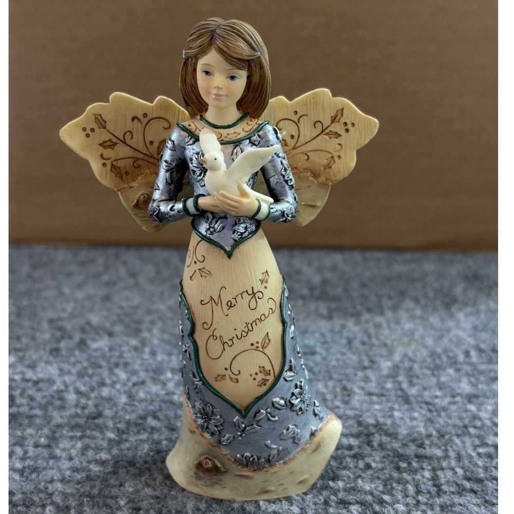 Elements Pavilion Merry Christmas Angel 5.5" 2008 Y2K Shabby Country Decor w Box